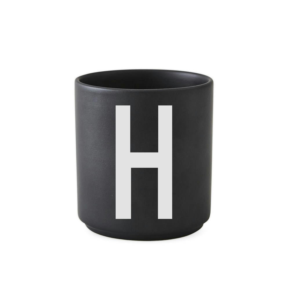 - Tasse noire design letters porcelaine noir