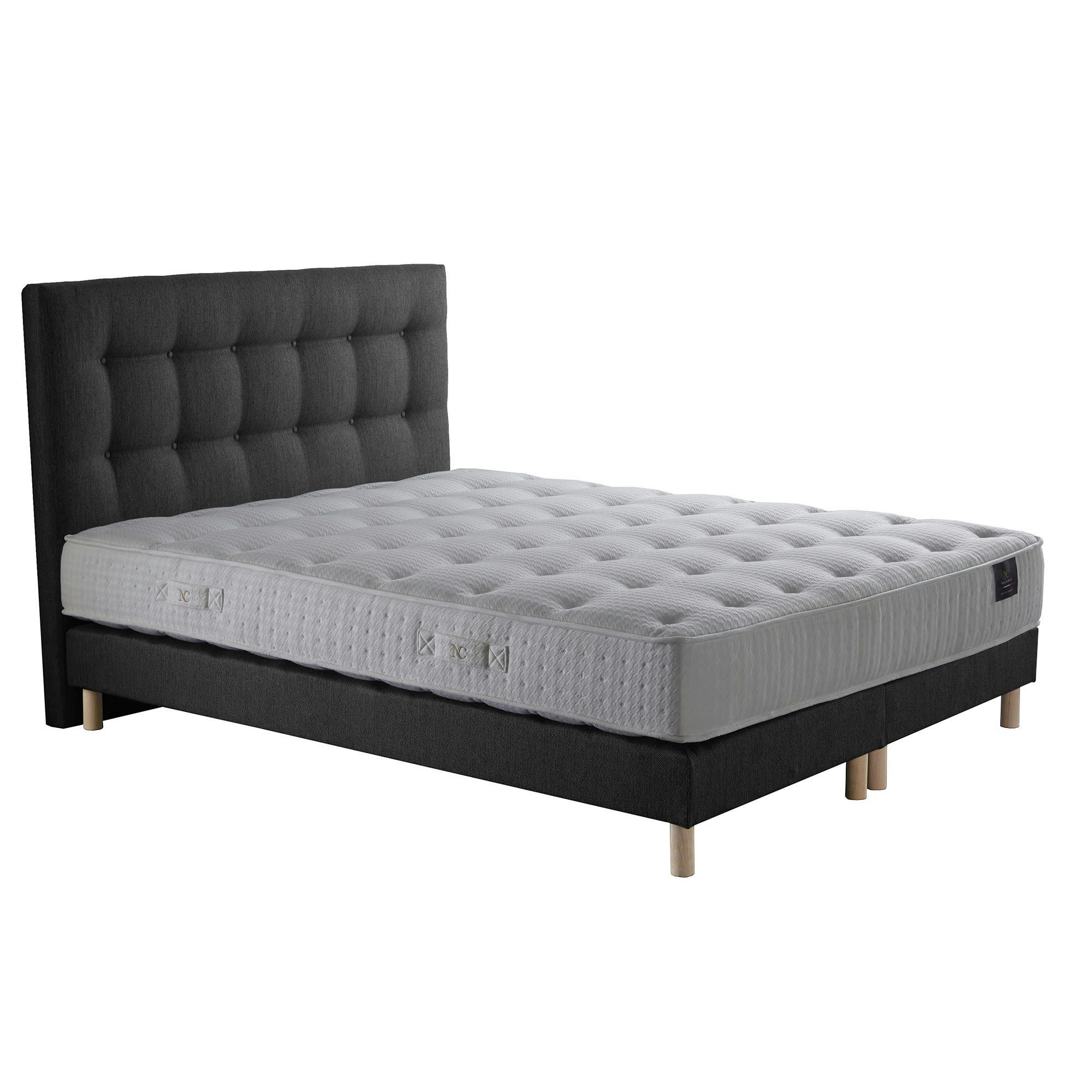 COMETE - Ensemble tête de lit Matelas ressorts sommier Anthracite 180x200