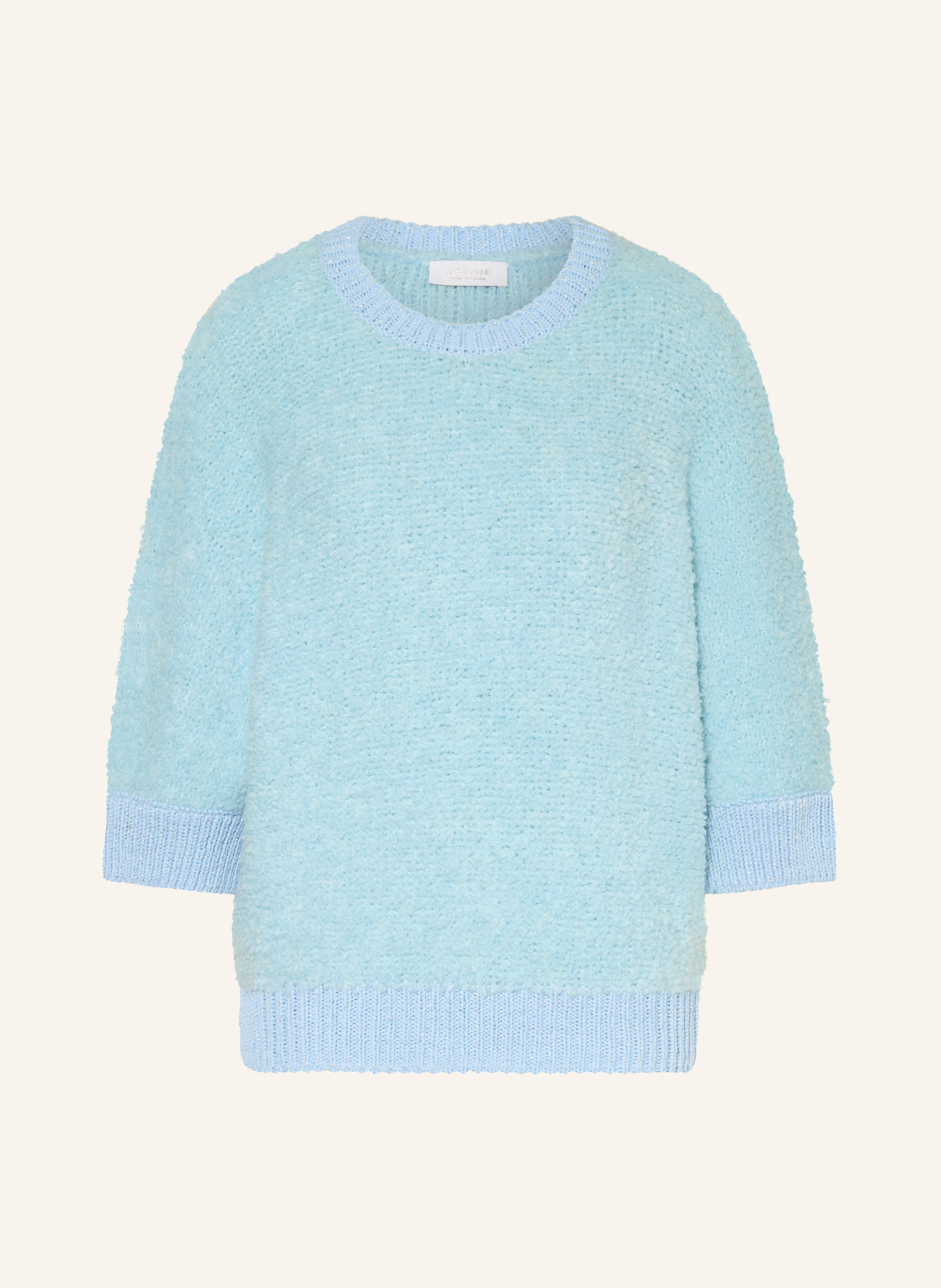Rich & Royal Bouclé-Pullover mit 3/4-Arm und Glitzergarn
