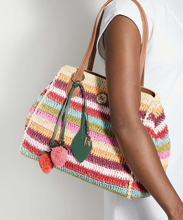 Devotedly Multi - Raffia Double Grab Handle Tote Bag