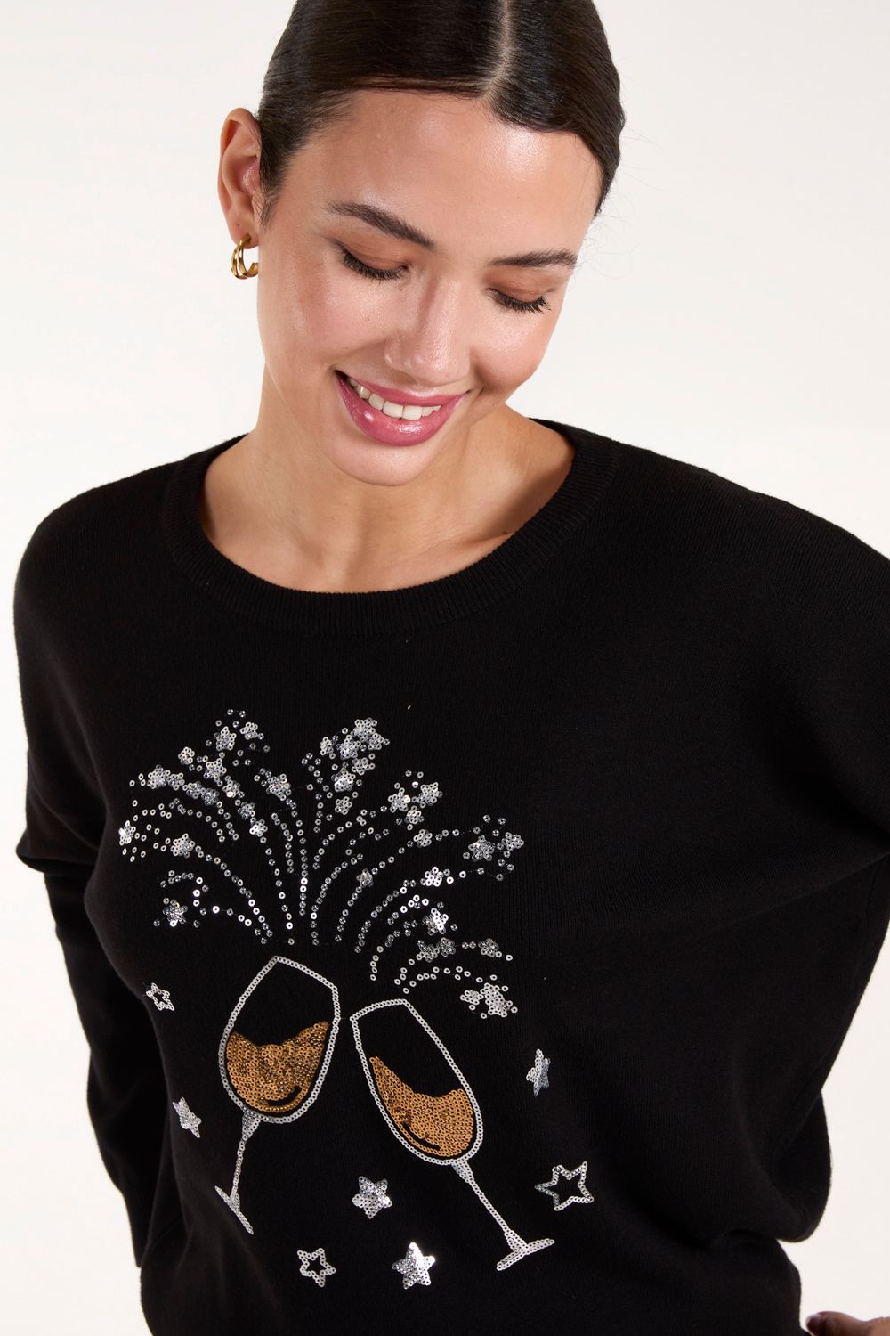 Blue Vanilla Champagne Glass Christmas Jumper