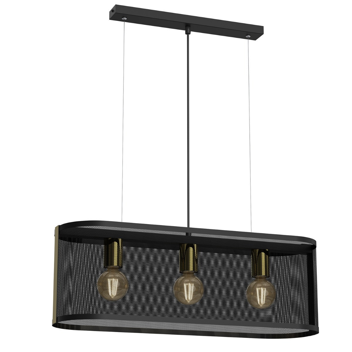 Lampa wisząca czarny matowa-złoty połysk Kaga 3xE27x15W Luminex