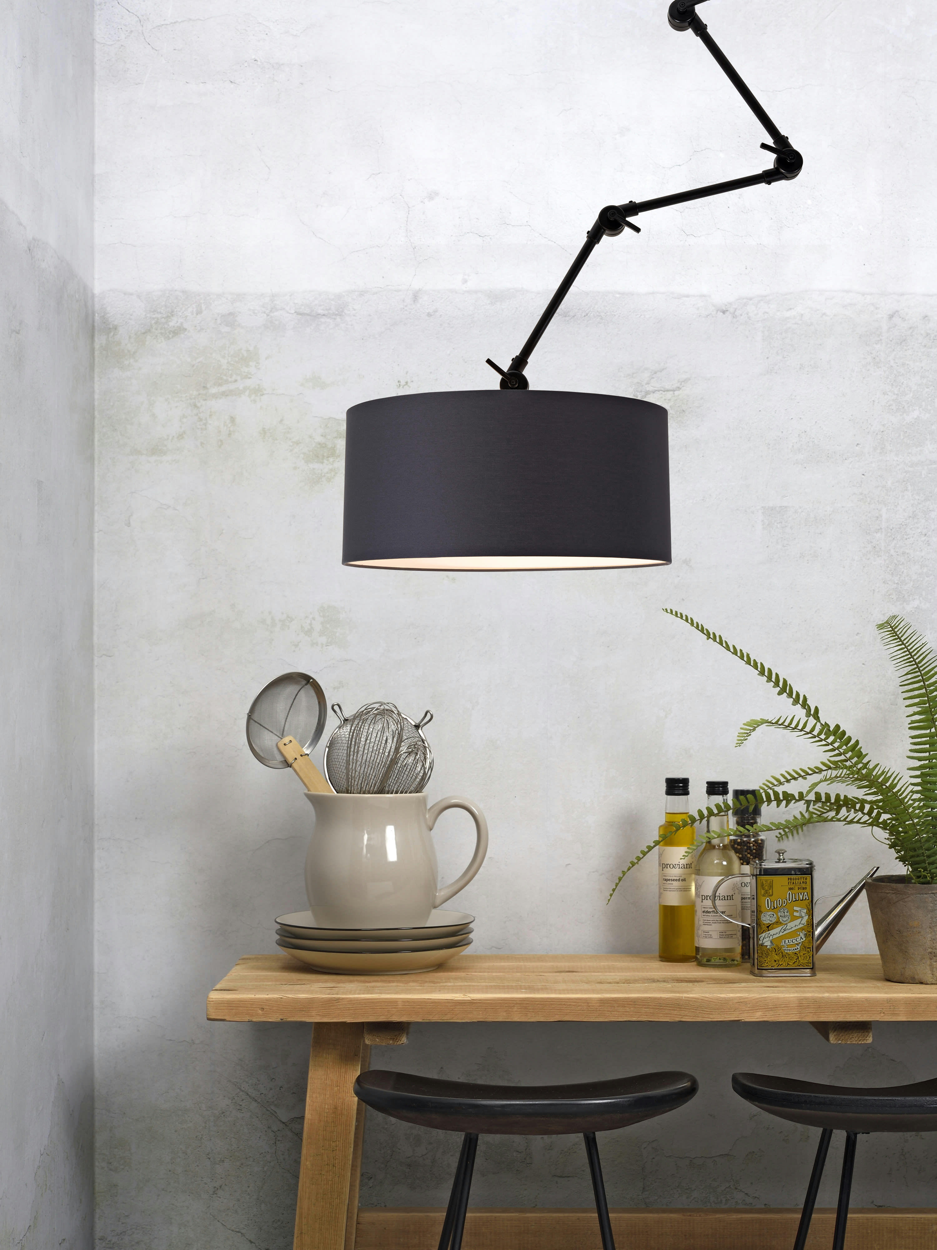 AMSTERDAM - Applique 3 bras en métal et abat-jour L100cm