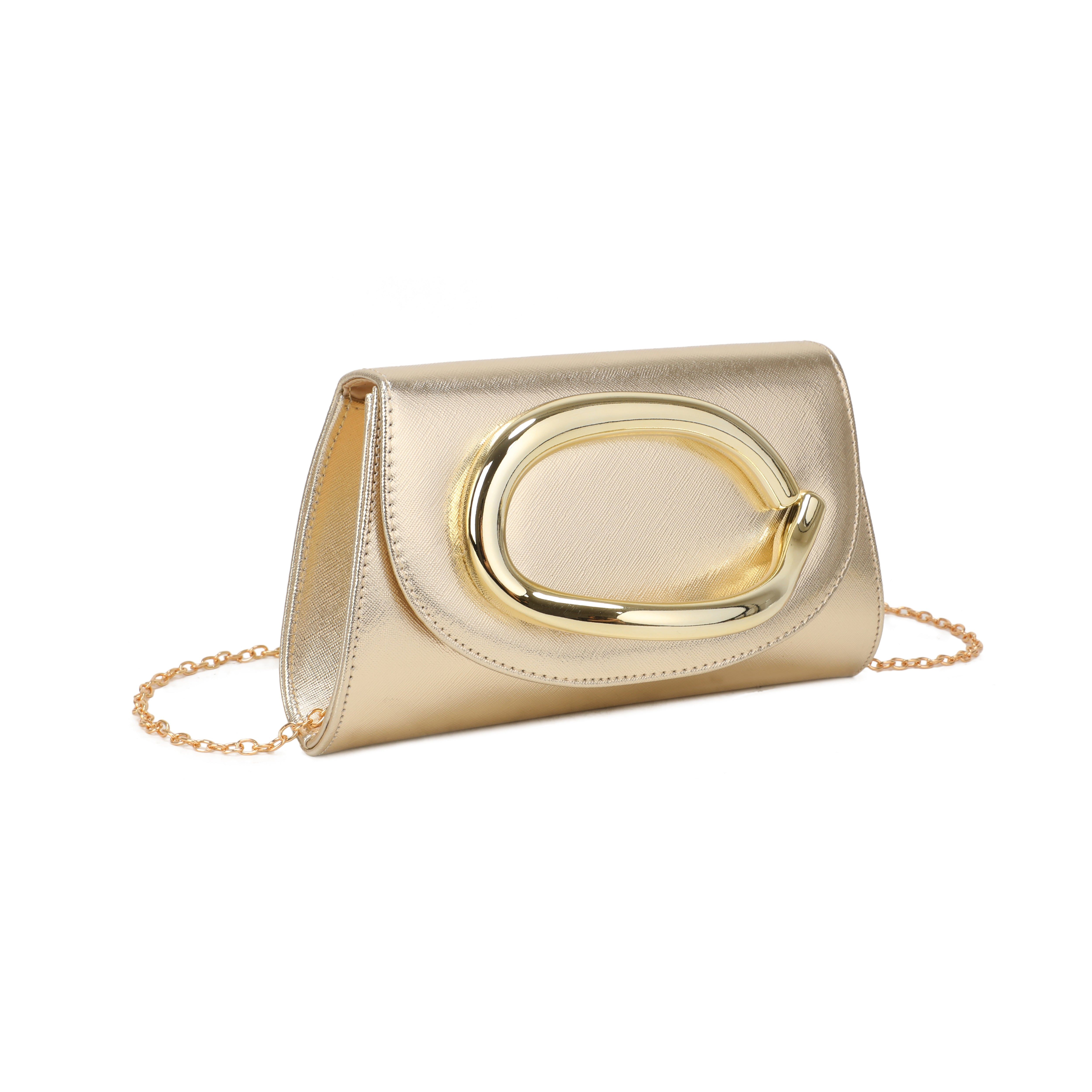 JFY Trapezoid Metal Hardware Pu Clutch Bag