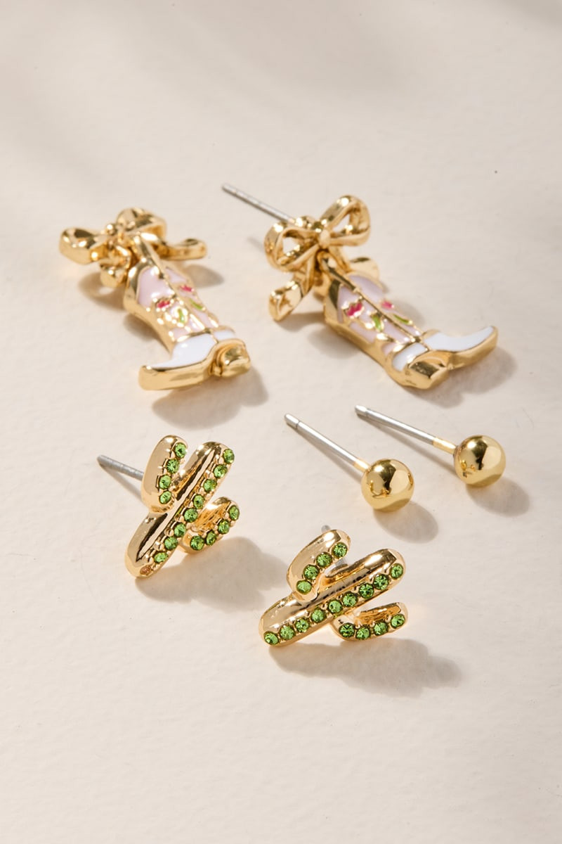 Mia Cowboy Boot Drop Earring Set