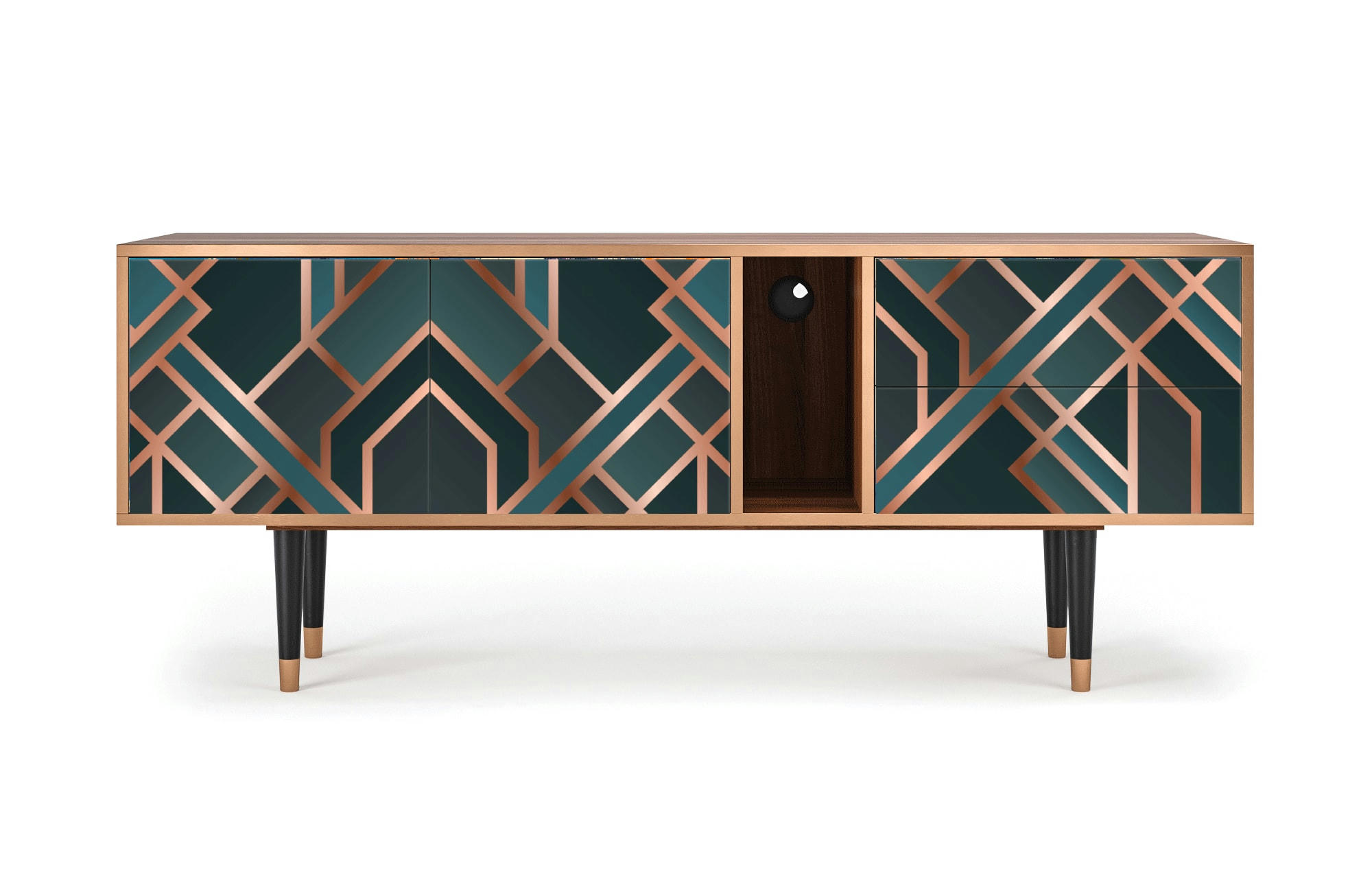 BRONZE CROSSROAD - Meuble TV  bleu-vert 2 tiroirs et 2 portes L 170 cm