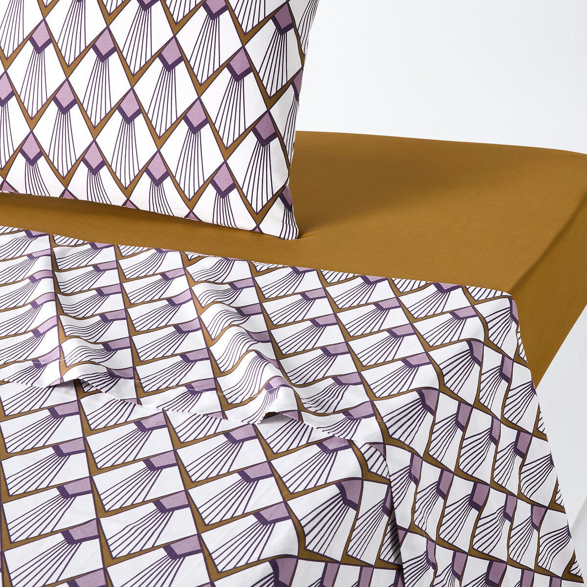 Drap plat percale de coton, Elisa mauve