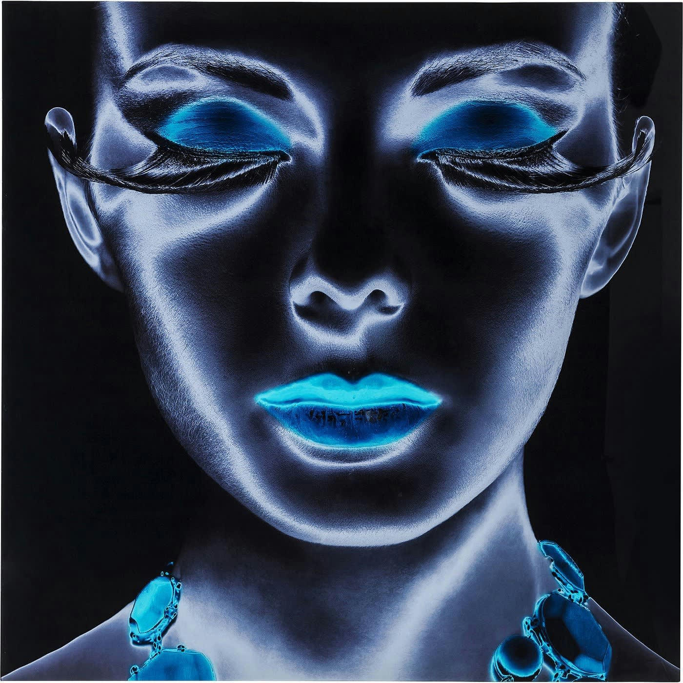 DIVA - Tableau effet négatif femme en verre 120x120