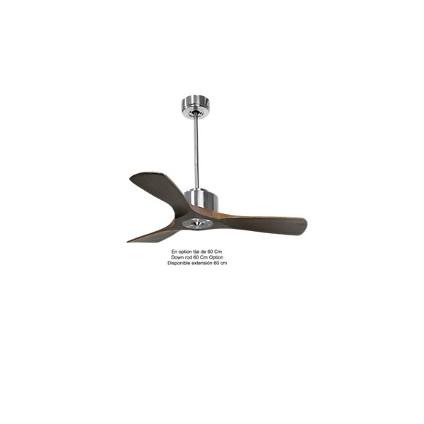 Modulo Regular Ring- Super destratificateur et ventilateur DC 106 cm chrome pales bois sombre sans Lumière15 à 20 m²