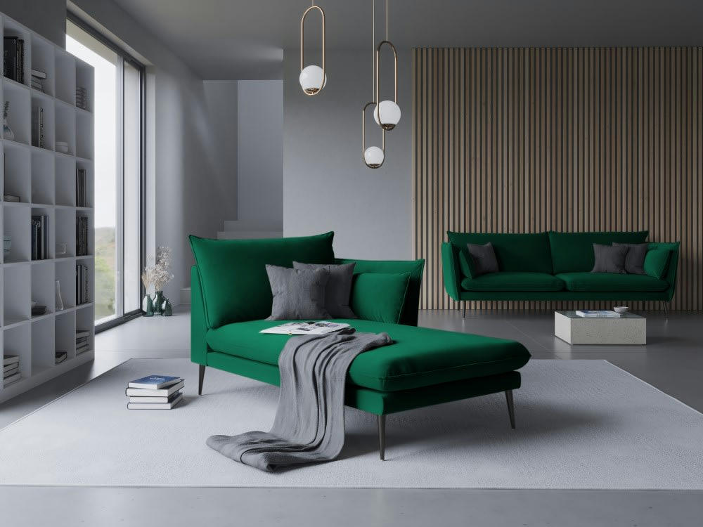 AGATE - Méridienne en velours vert bouteille