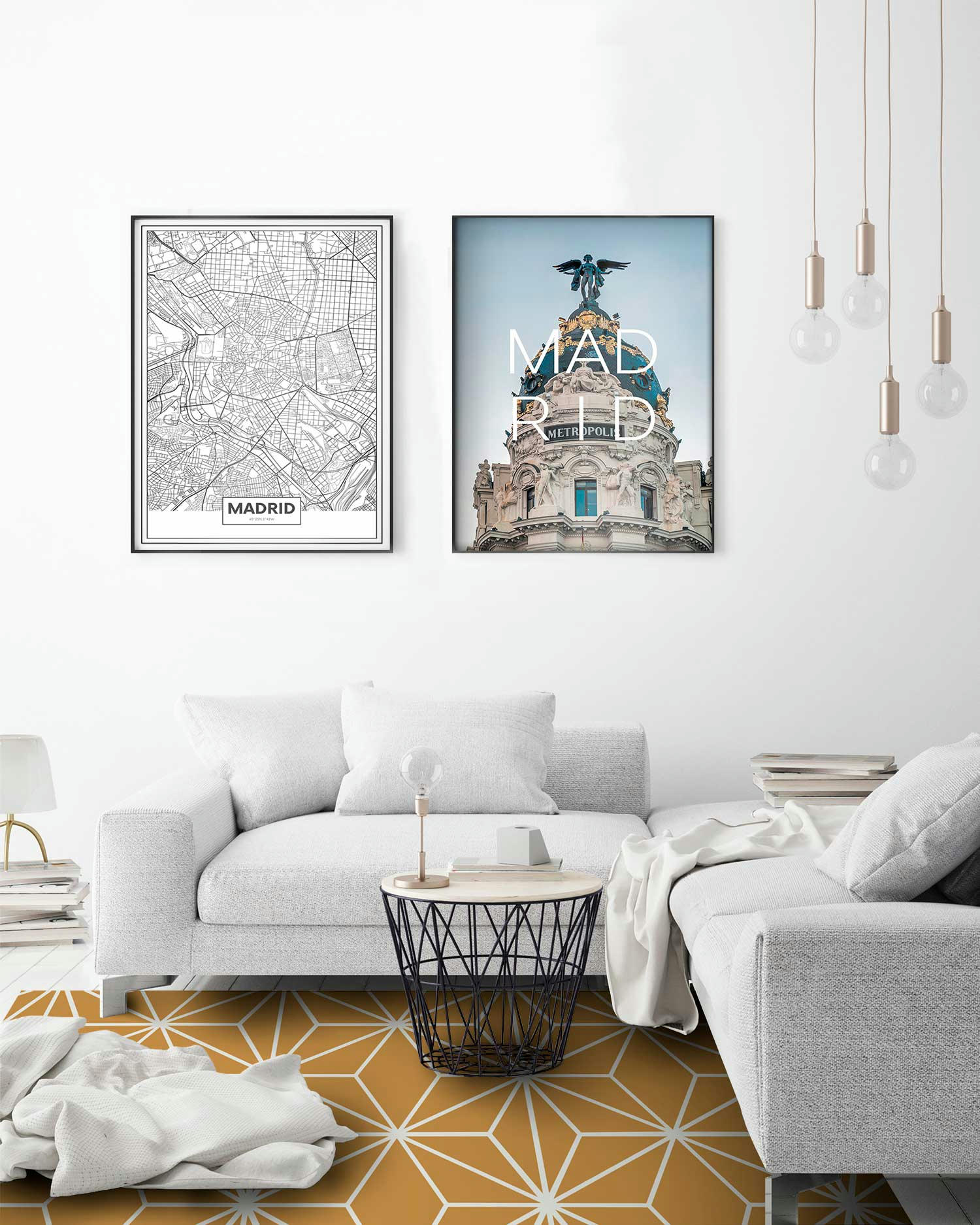 - Tapis vinyle lignes étoiles moutarde 140x200cm