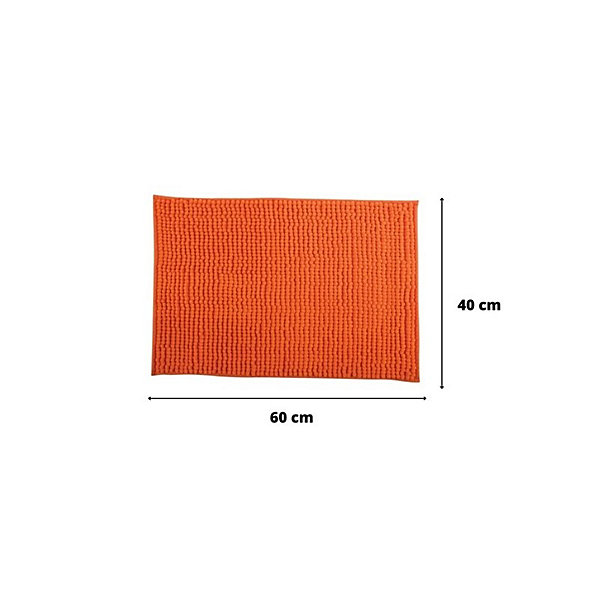 Lot de 2 Tapis de bain Microfibre CHENILLE 50x80cm Orange MSV