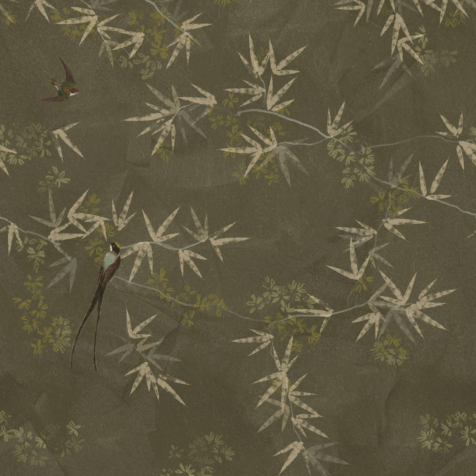 OISEAUX - Papier peint panoramique intissé oiseaux du Paradis vert 200x280cm