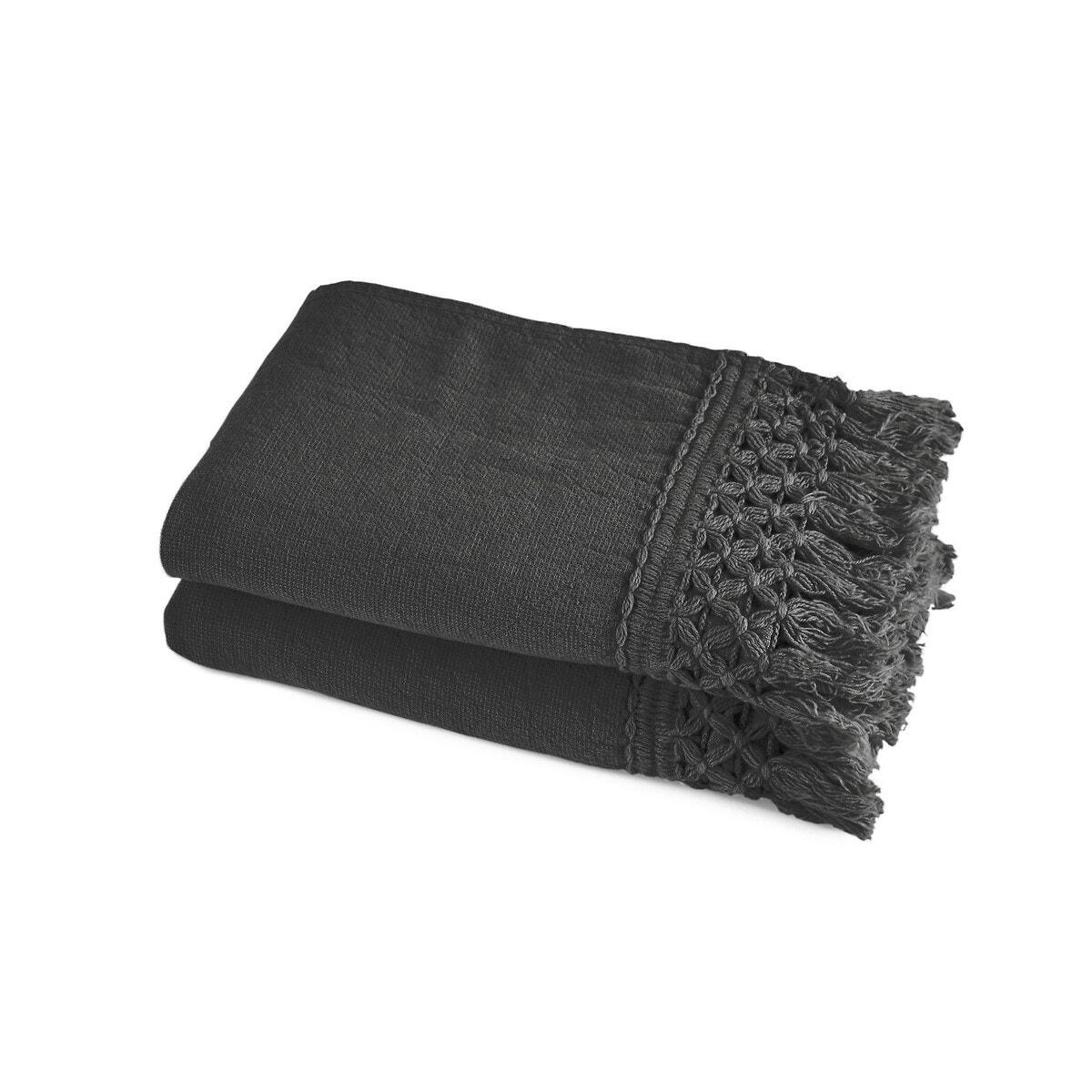Lot de 2 serviettes d'invité coton bio/lin, Kyrami