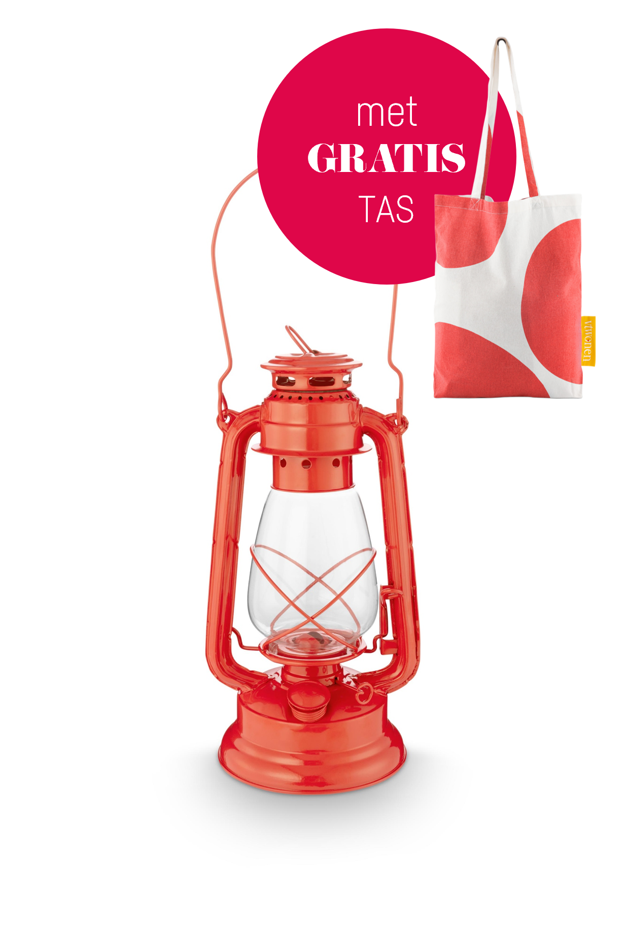 vtwonen - Olielamp - Metaal - Rood - 17x33cm