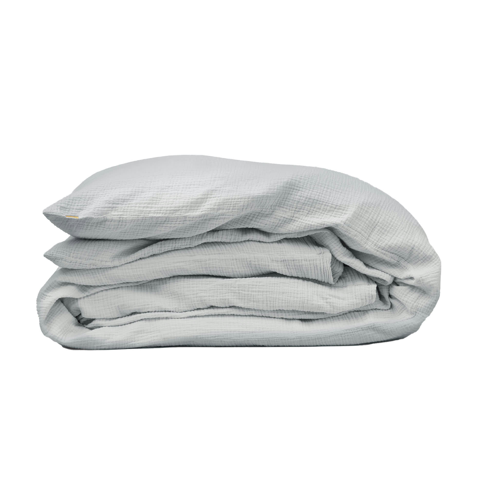 - Housse de couette en double gaze de coton bleu subtil 140x200 cm