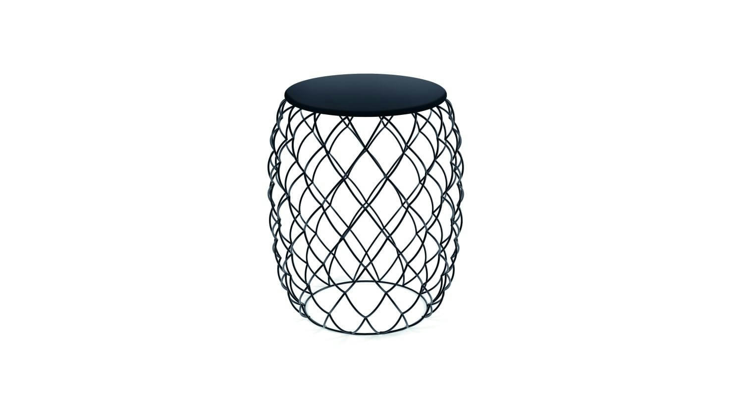 PIÑA - Table d'appoint stratifié noir 40x47x40cm