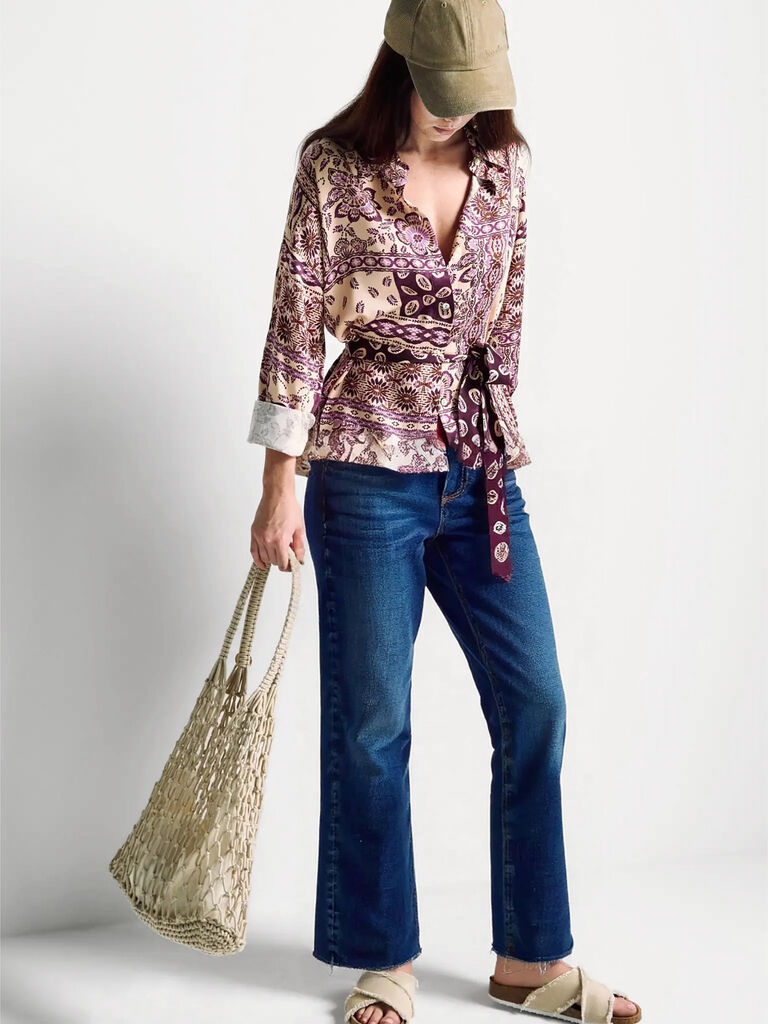 Cropped cotton jeans