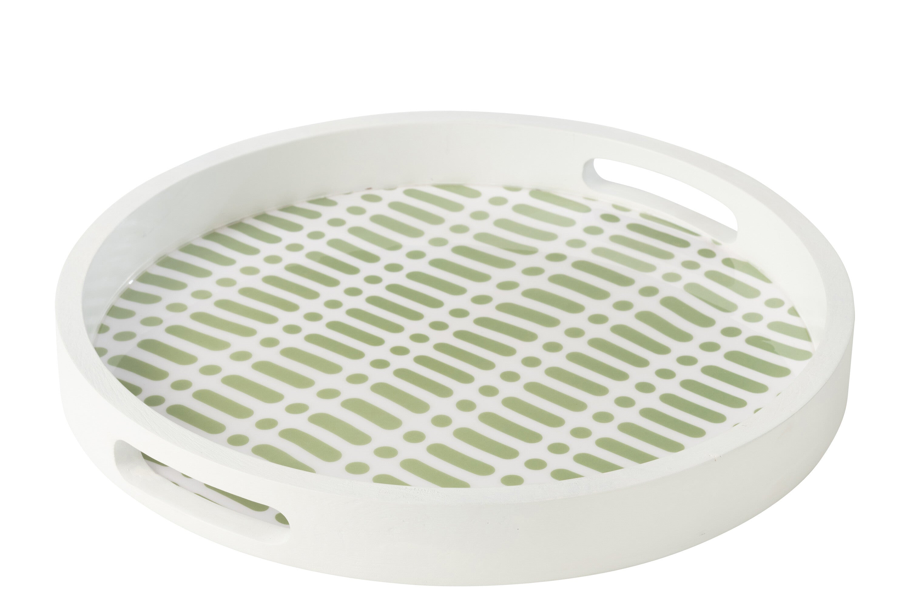 J-Line plateau Rond met Handvaten - hout - geel/naturel