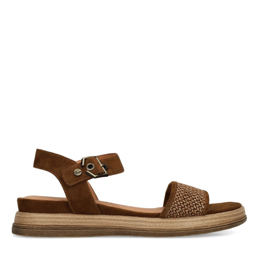 No Stress Bruine leren plateau sandalen