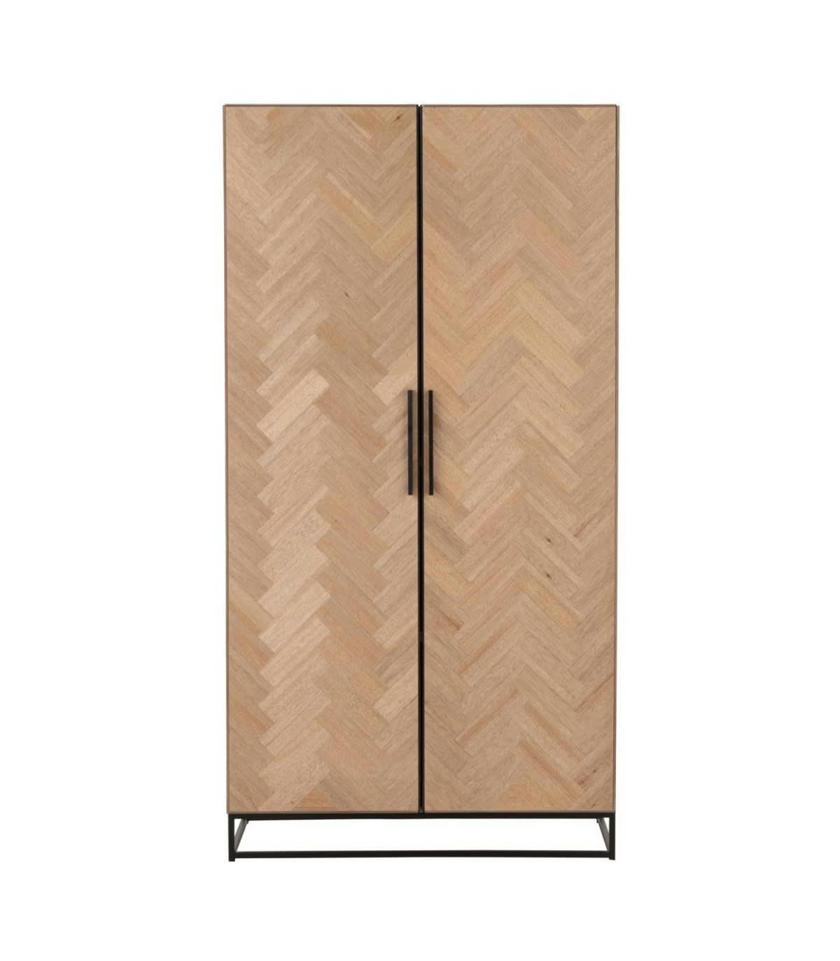 - Armoire haute avec 2 portes zigzag en bois et métal noir