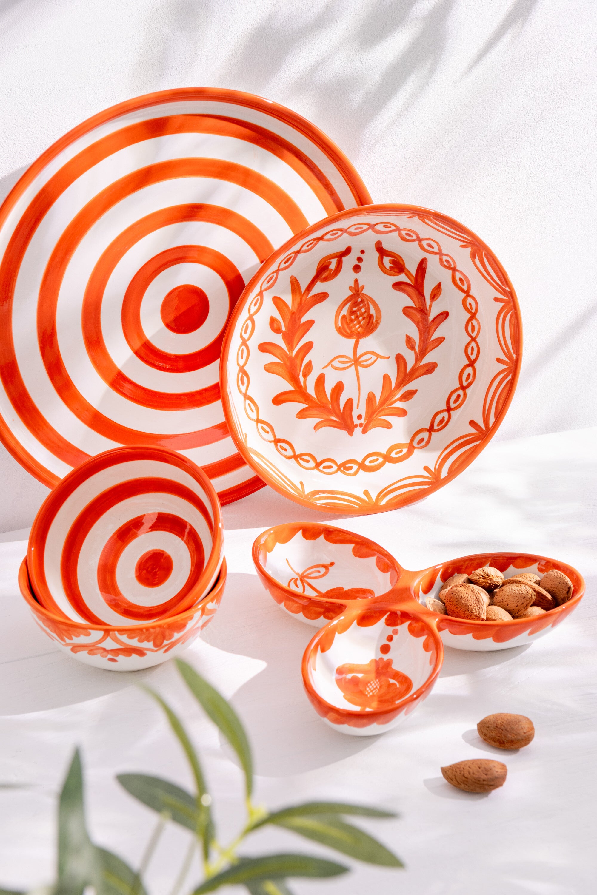 J-Line serveerschaal Granada Clover - keramiek - wit oranje
