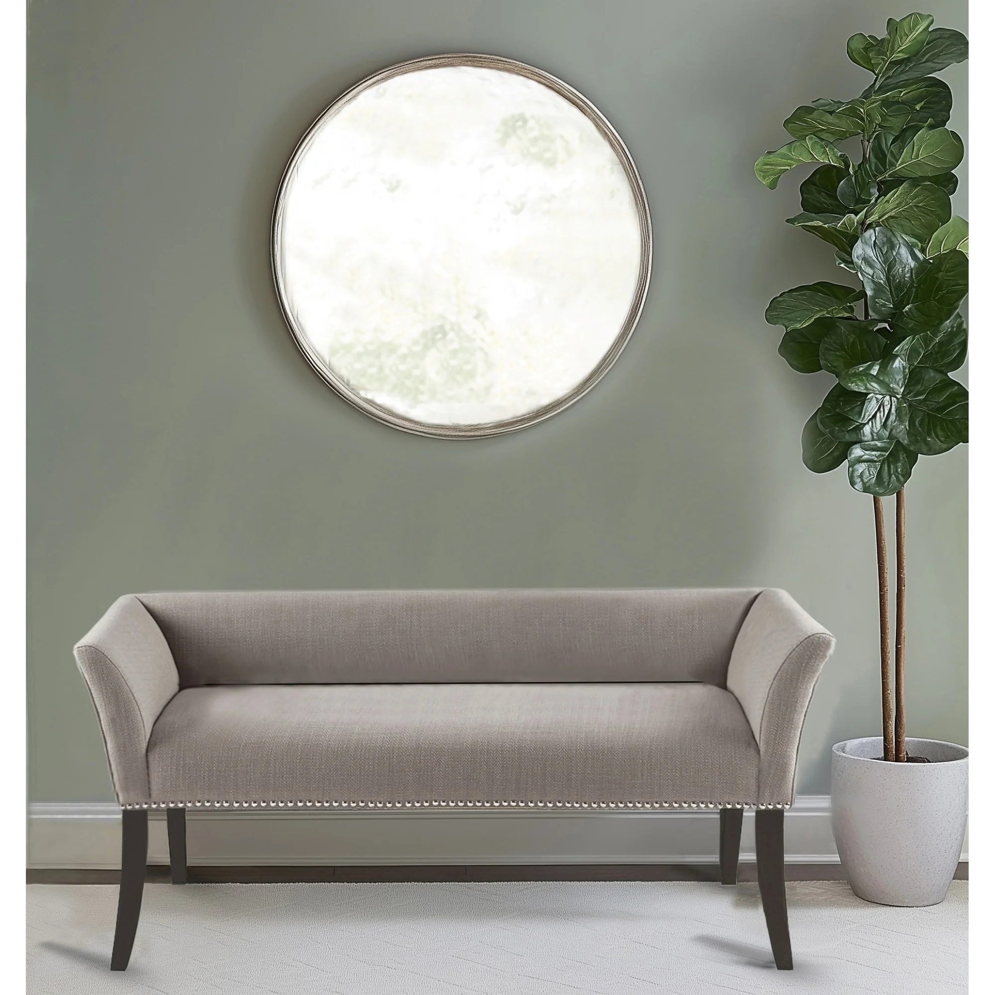 Madison Park Welburn 49.5 Upholstered Bench with Back & Wood Legs