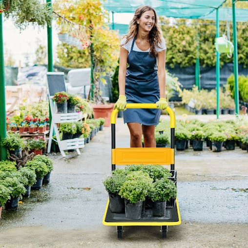 NNECW Folding Push Cart Dolly with 360 Degree Swivel Wheels for Garage/Warehouse