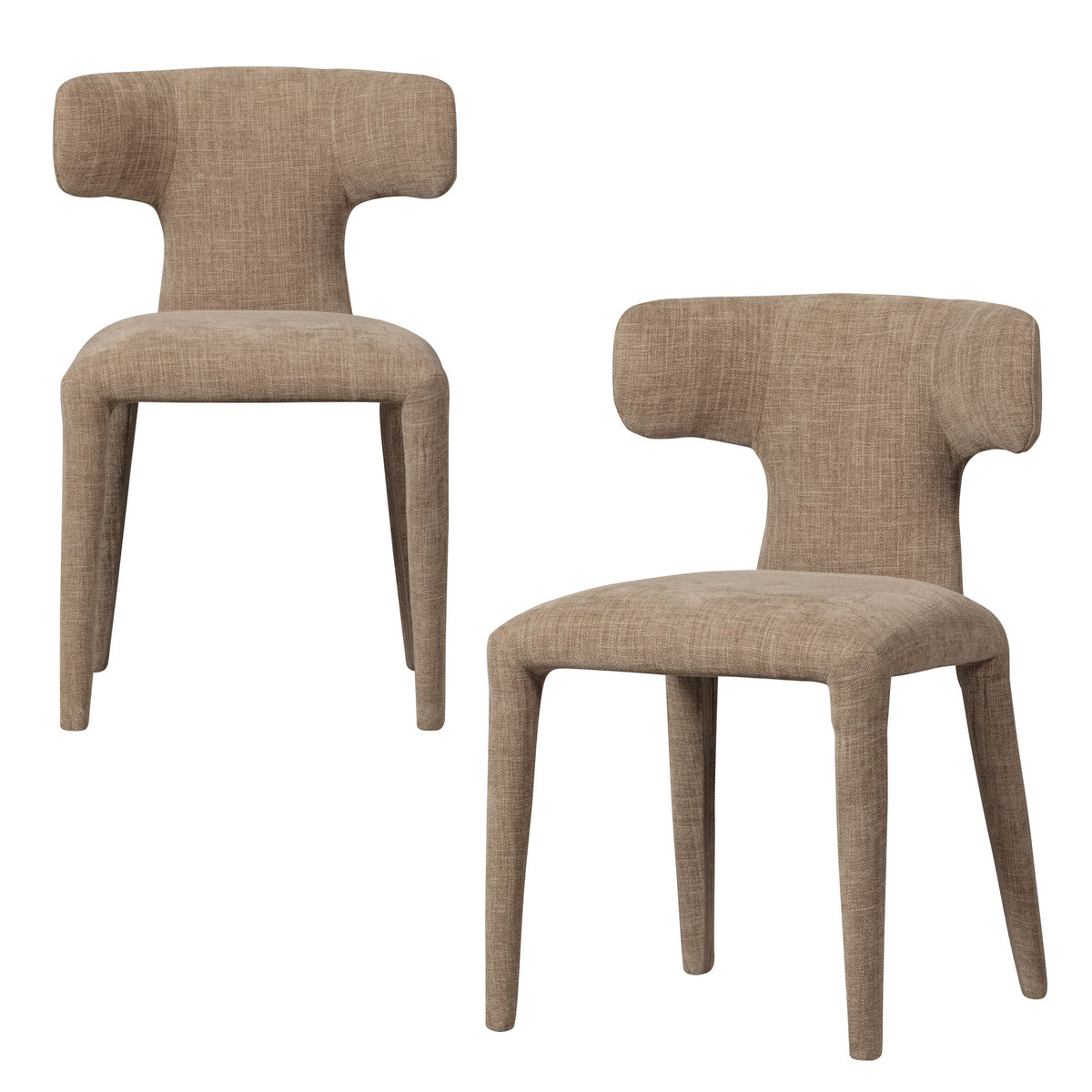 WOOOD eetkamerstoelen Permit - Polyester - Zand - Set van 2