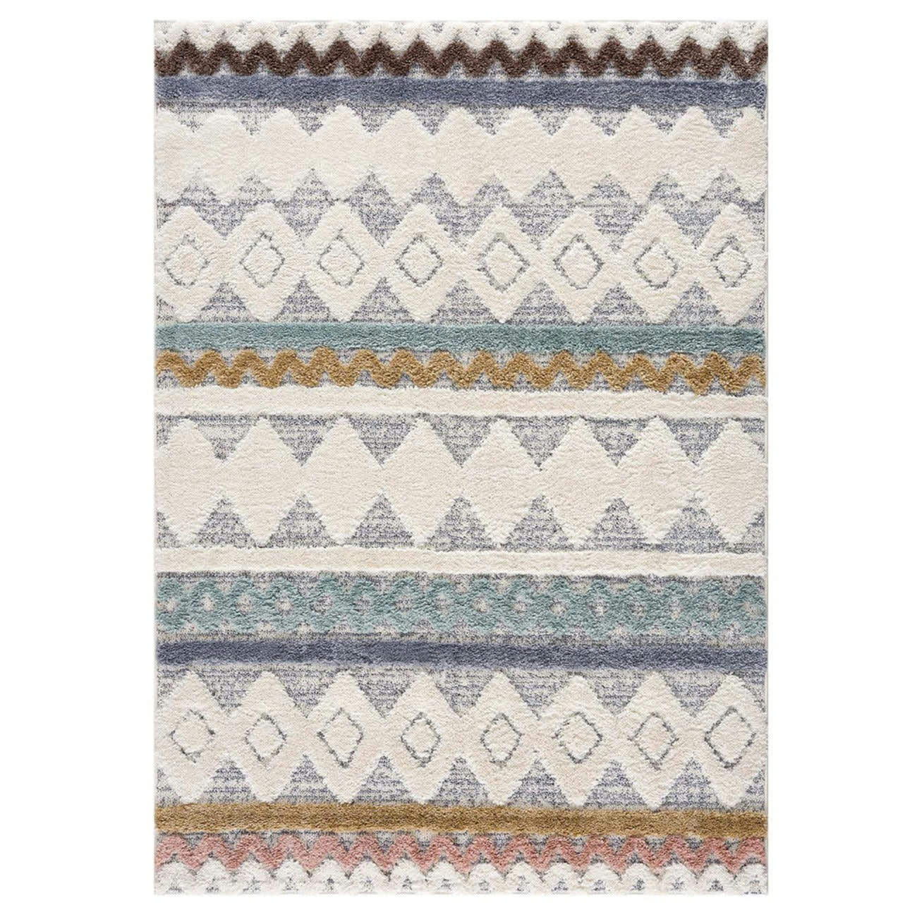 BÖHMEN - Tapis à poils longs et relief multicolore 160x230cm