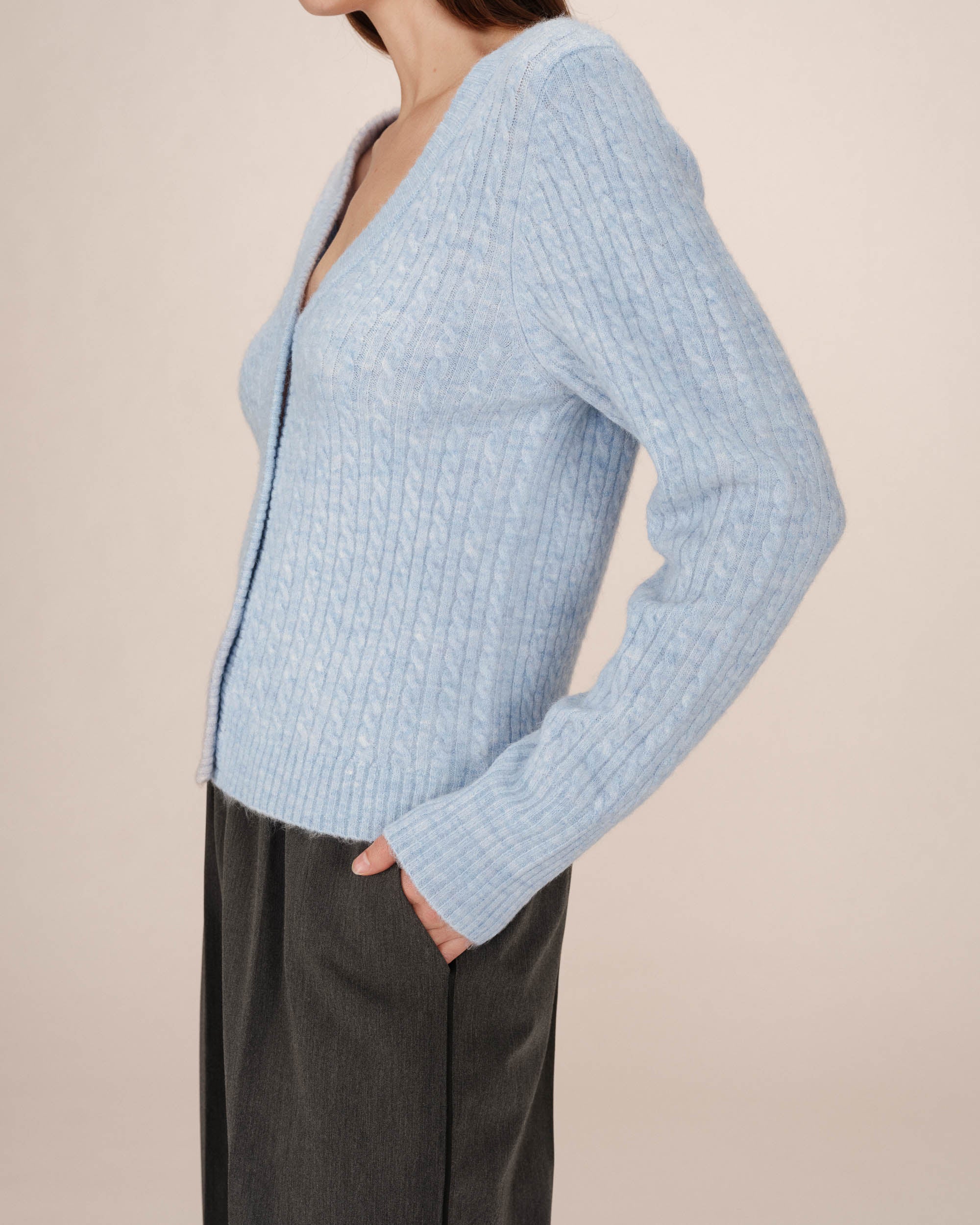 Cardigan tricote bleuet Samso