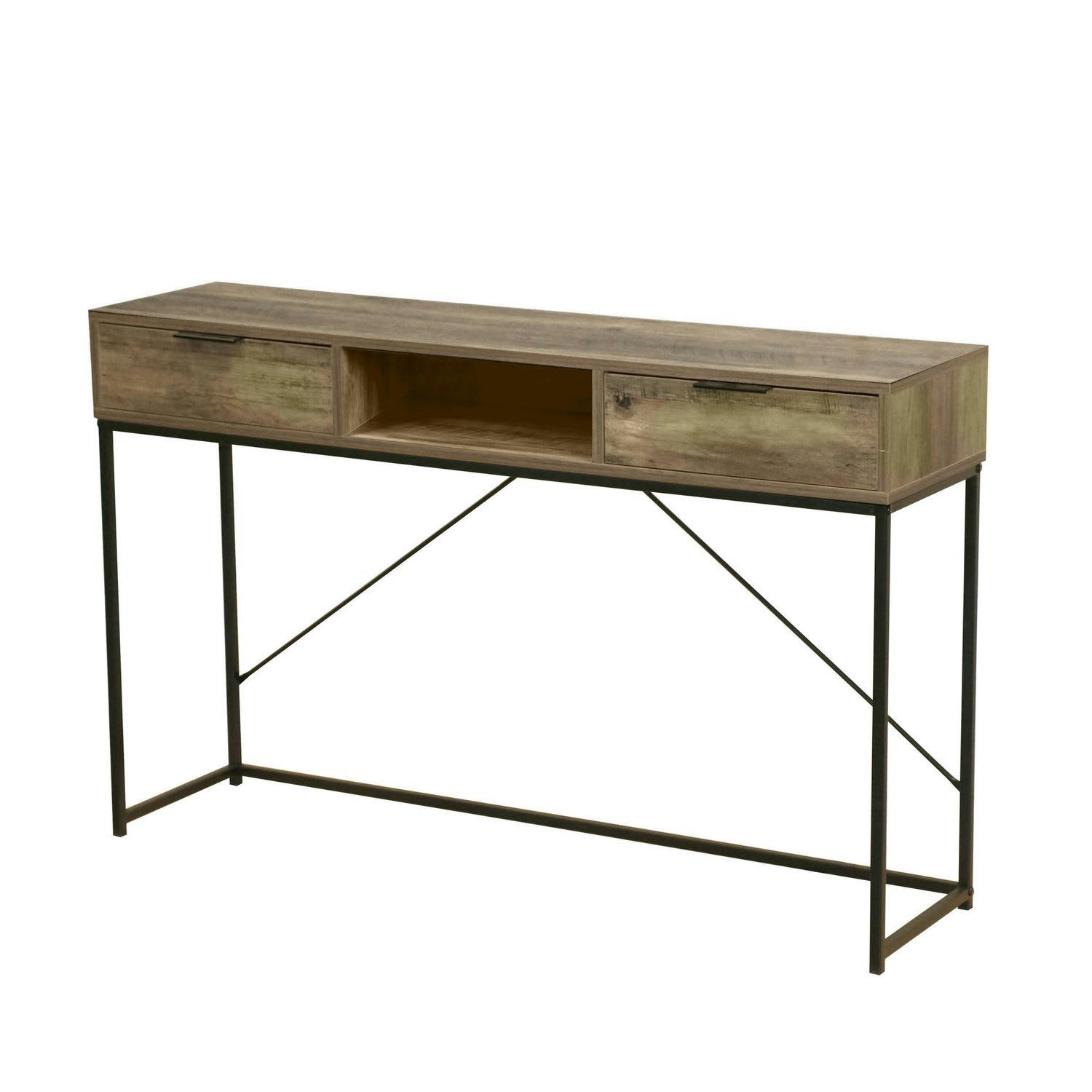 JOYA - Console en mdf et métal 2 tiroirs et 1 niche ouverte marron