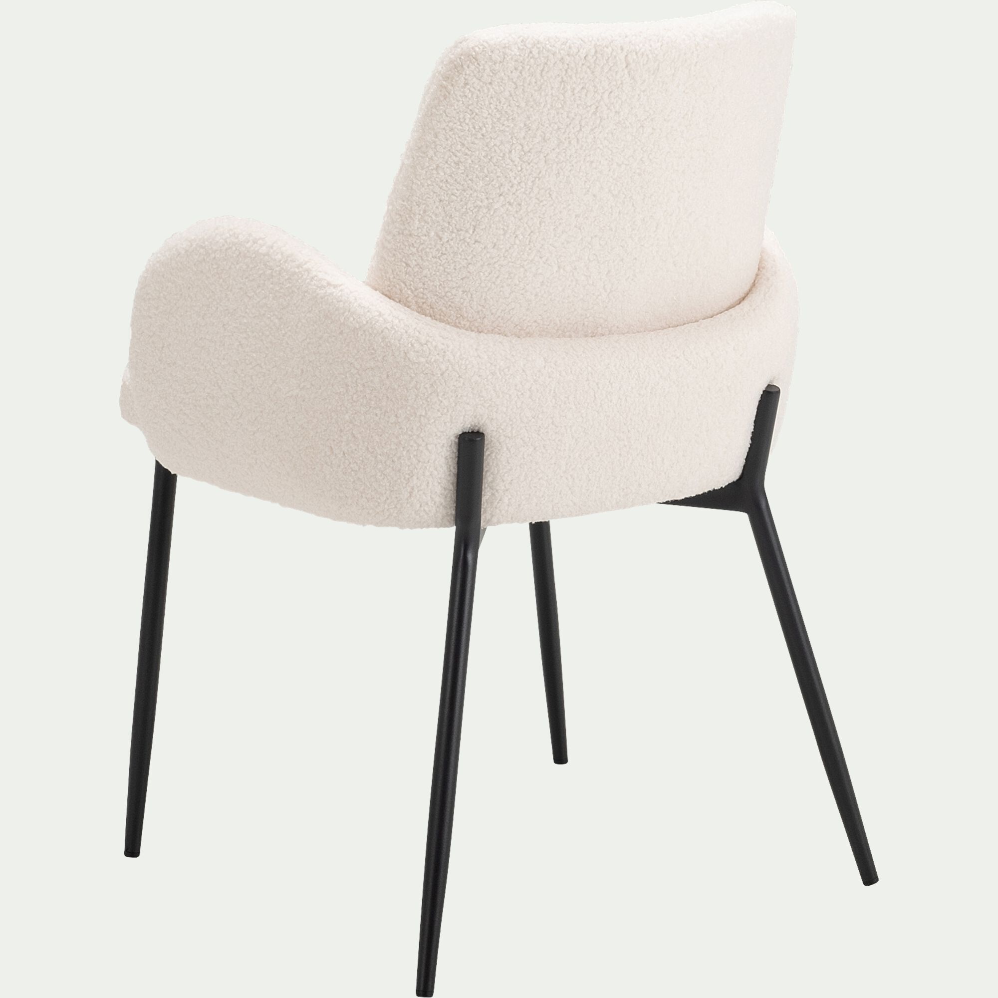 LOUMI - Chaise en tissu bouclette avec accoudoirs - blanc