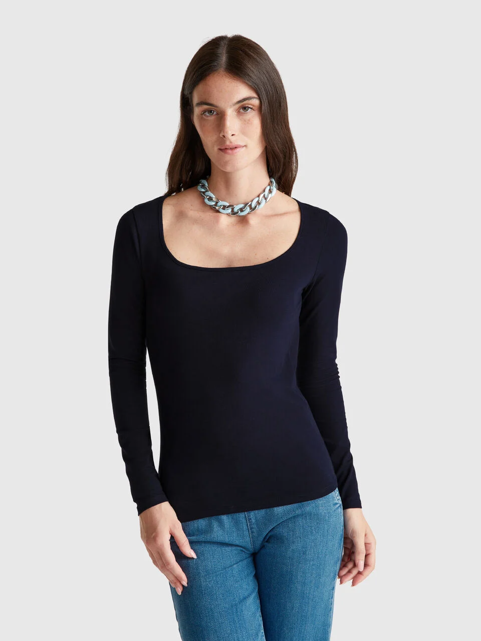 T-shirt with wide neck