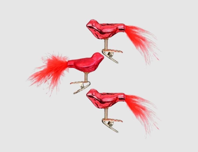 Christbaumschmuck Vogel Glas Rot mix 4,5cm
