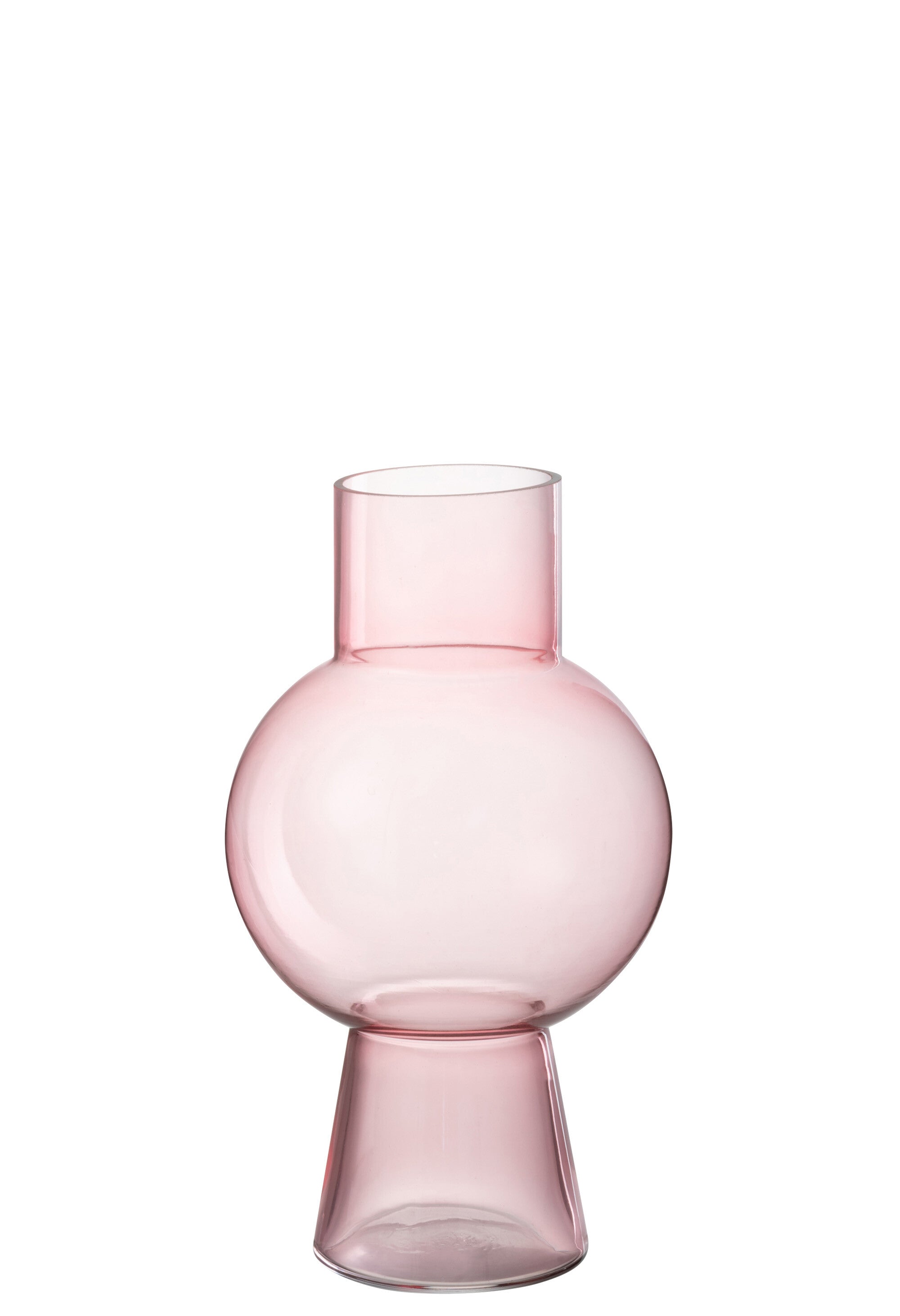 J-Line vaas Bol - glas - lichtroze - medium - 31 cm hoog