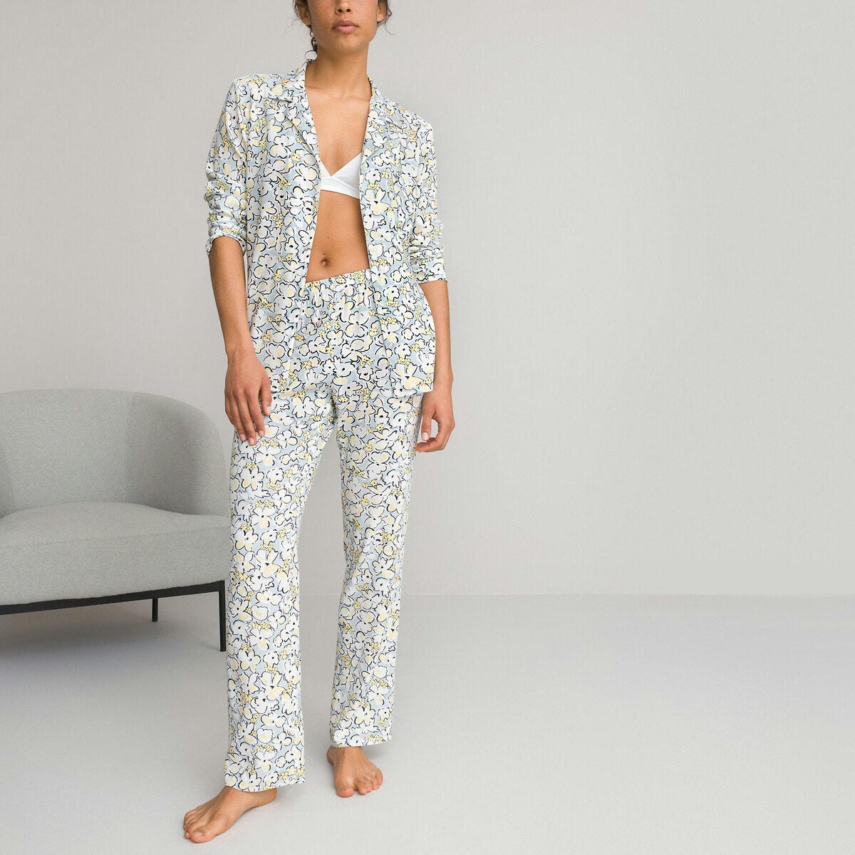 Pyjama forme grand-père imprimé floral