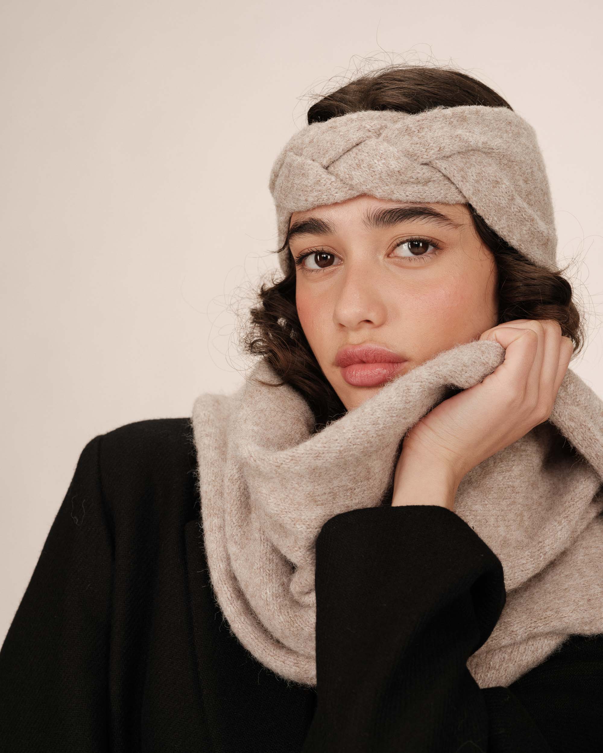 Bandeau en maille taupe Sana