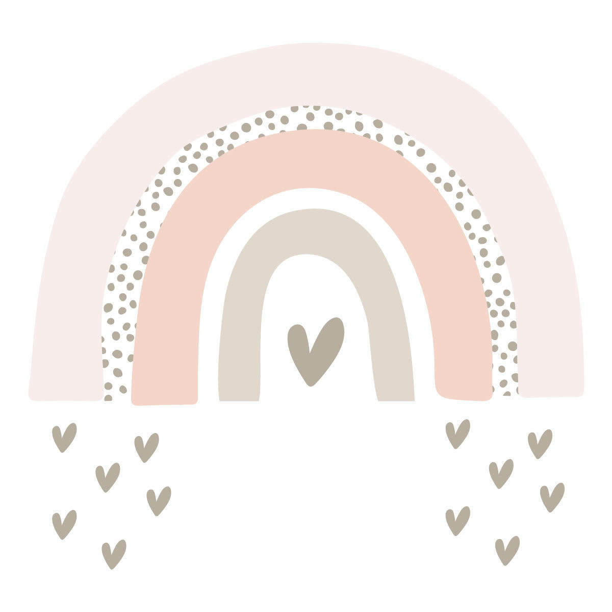 RAINBOWS1 - Stickers mureaux en vinyle arc en ciel rose et gris tourterelle