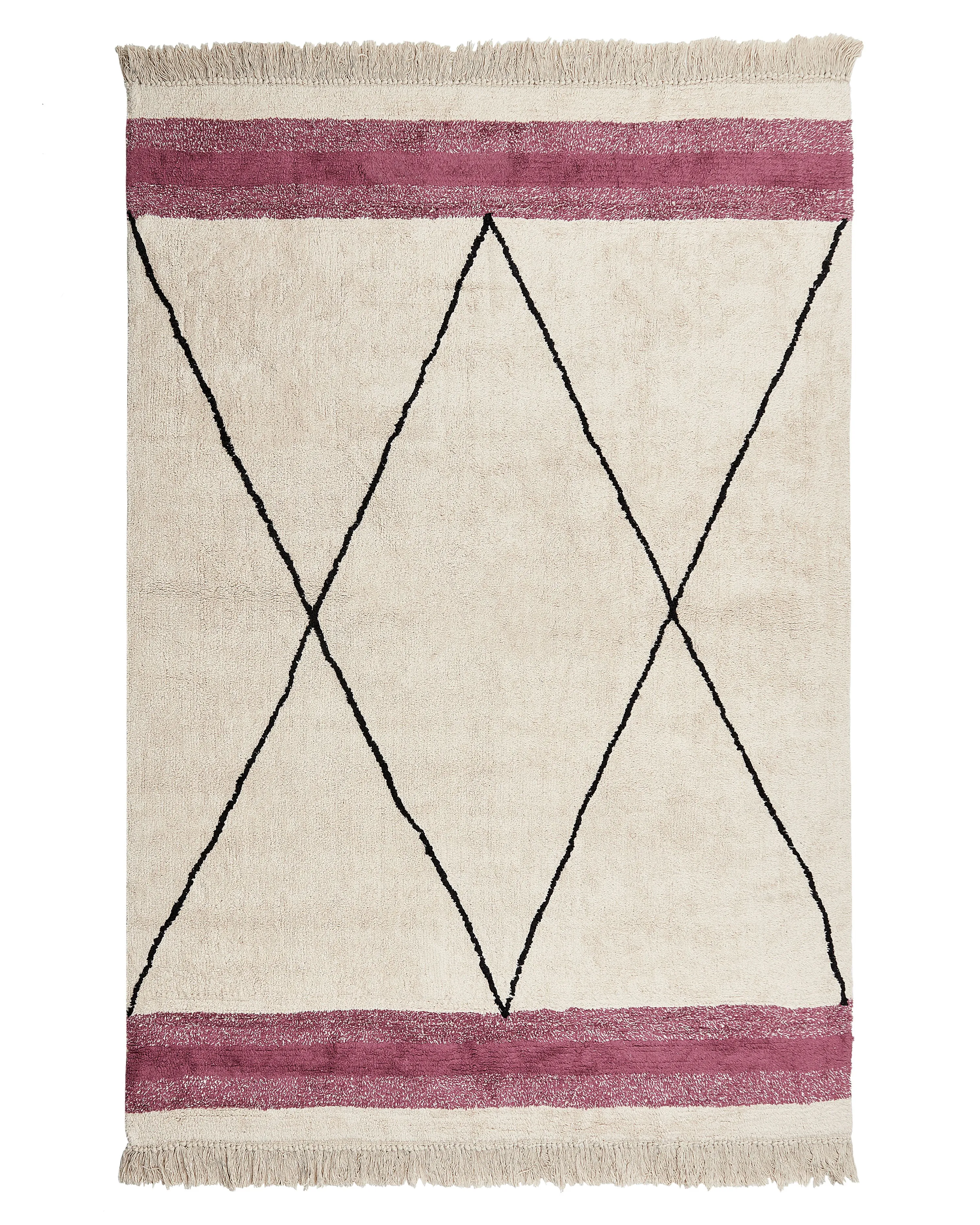 Rug AFSAR Light Beige 140 x 200 cm Cotton