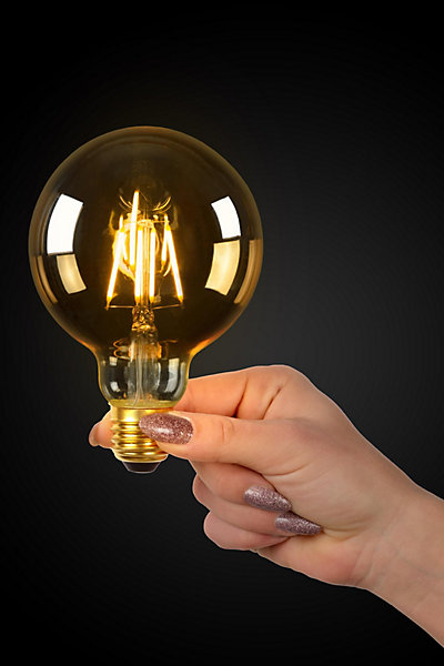 Lucide G95 - Ampoule filament - 9,5 cm - LED Dim. - E27 - 1x5W 2700K - Ambre