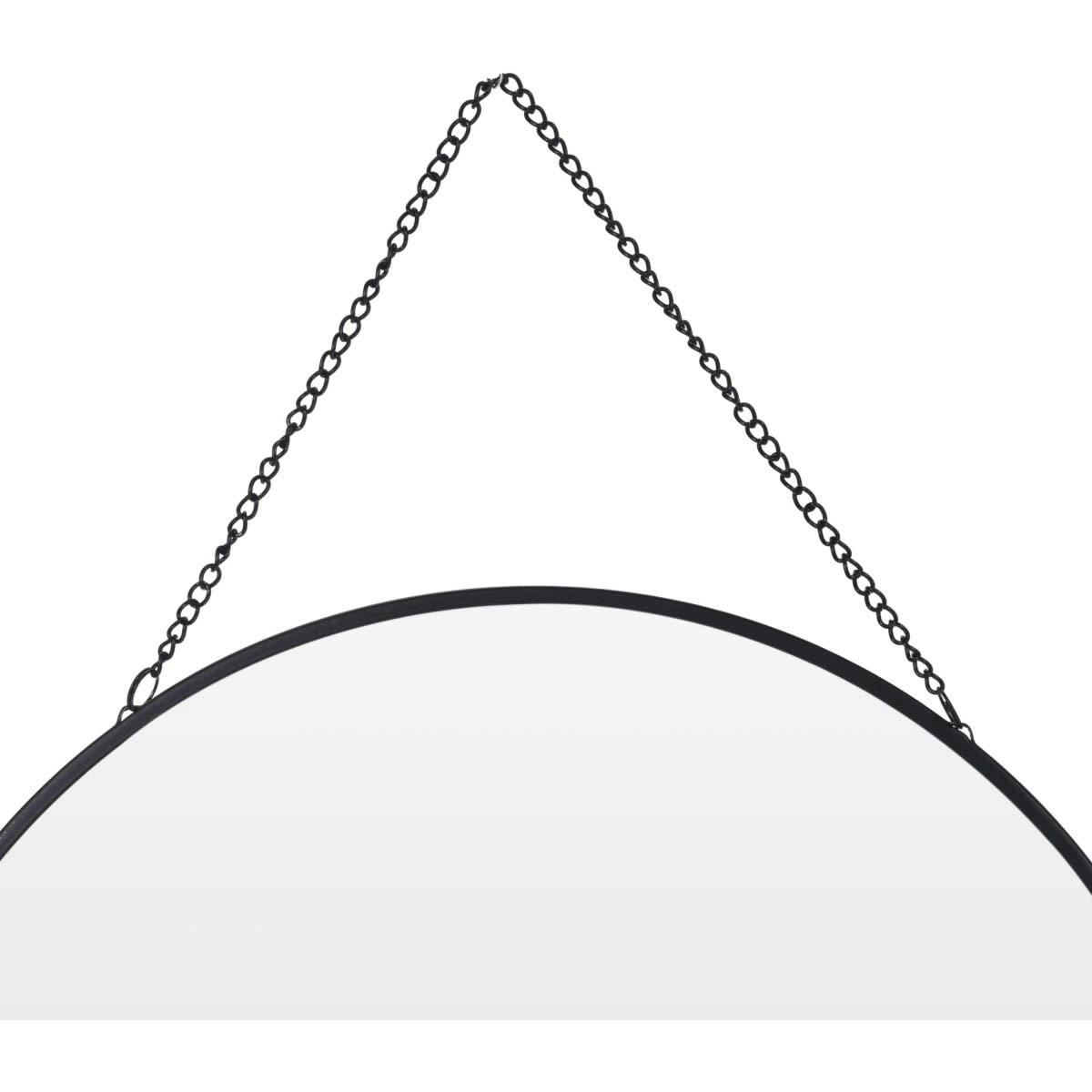 ROND - Miroir noir suspendu avec chaînette D29