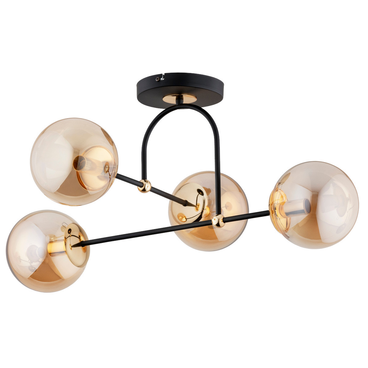 Lampa sufitowa czarno-bursztynowy ALERSY 4xE14x10W wym: 34x58x68 cm Alfa