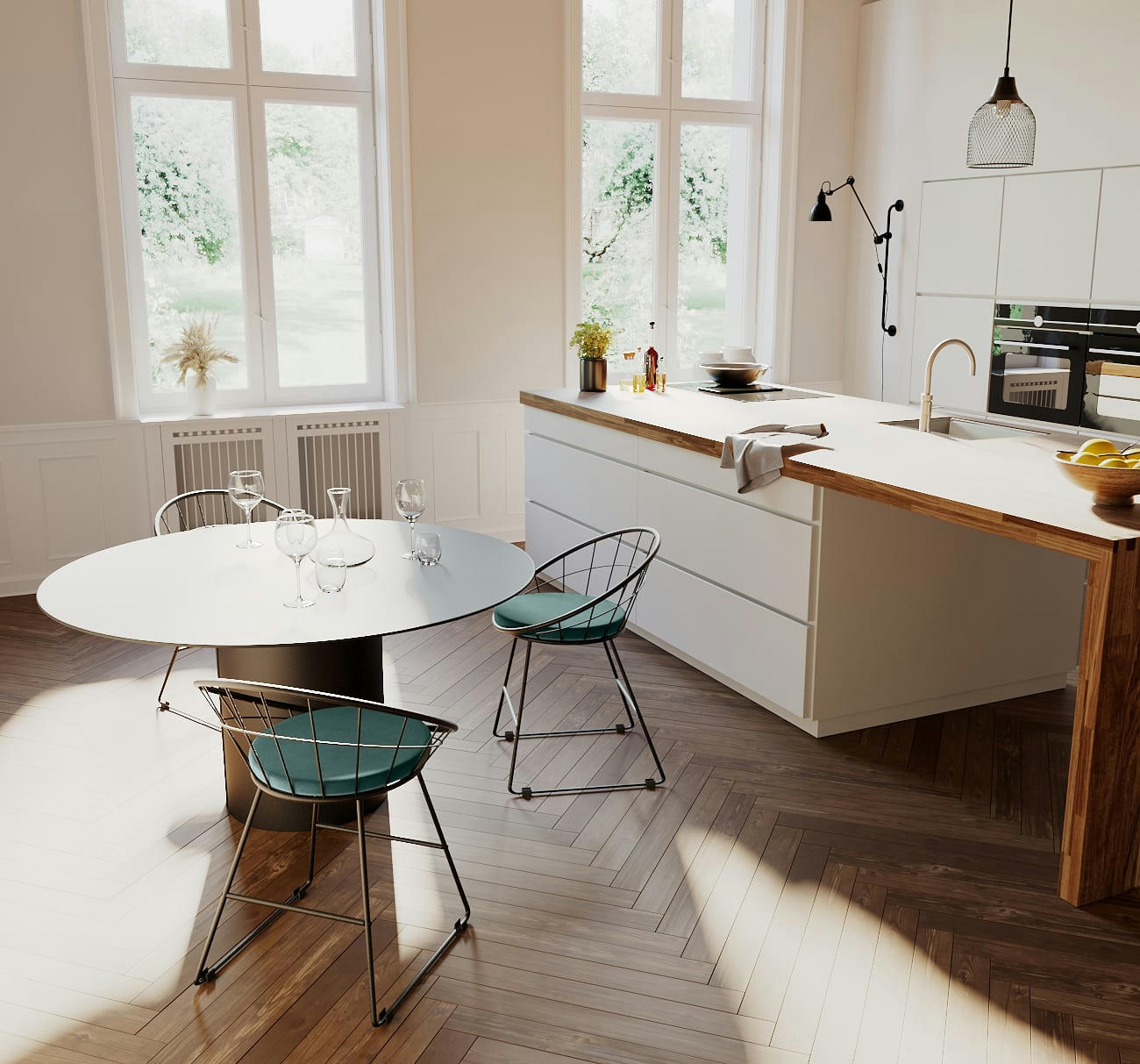 JOANE - Chaise en métal et velours vert sapin