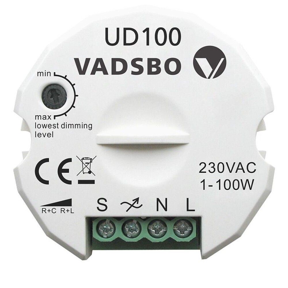 TRYKKDIMMER UD100 LED HALOGEN 1-100W 230V