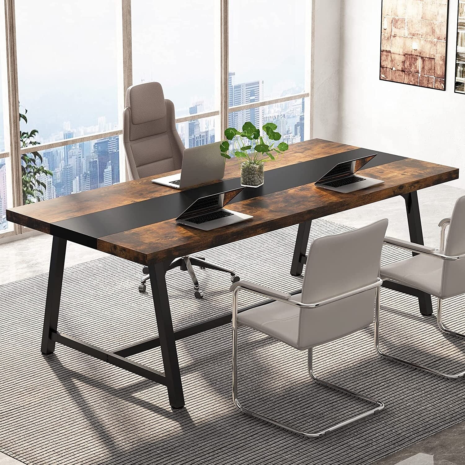 6FT Rectangle Conference Table, 6 People Meeting Table