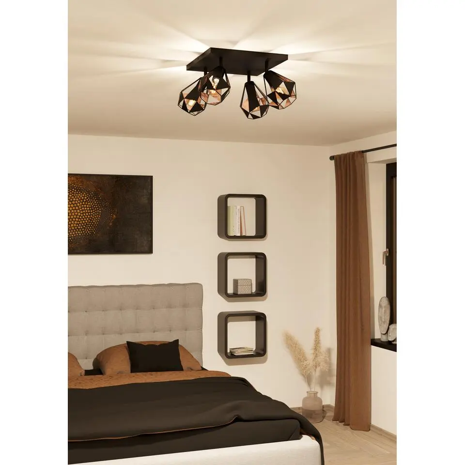 EGLO Carlton 7 Spot - E27 - 37 cm - Zwart/Koper - Staal