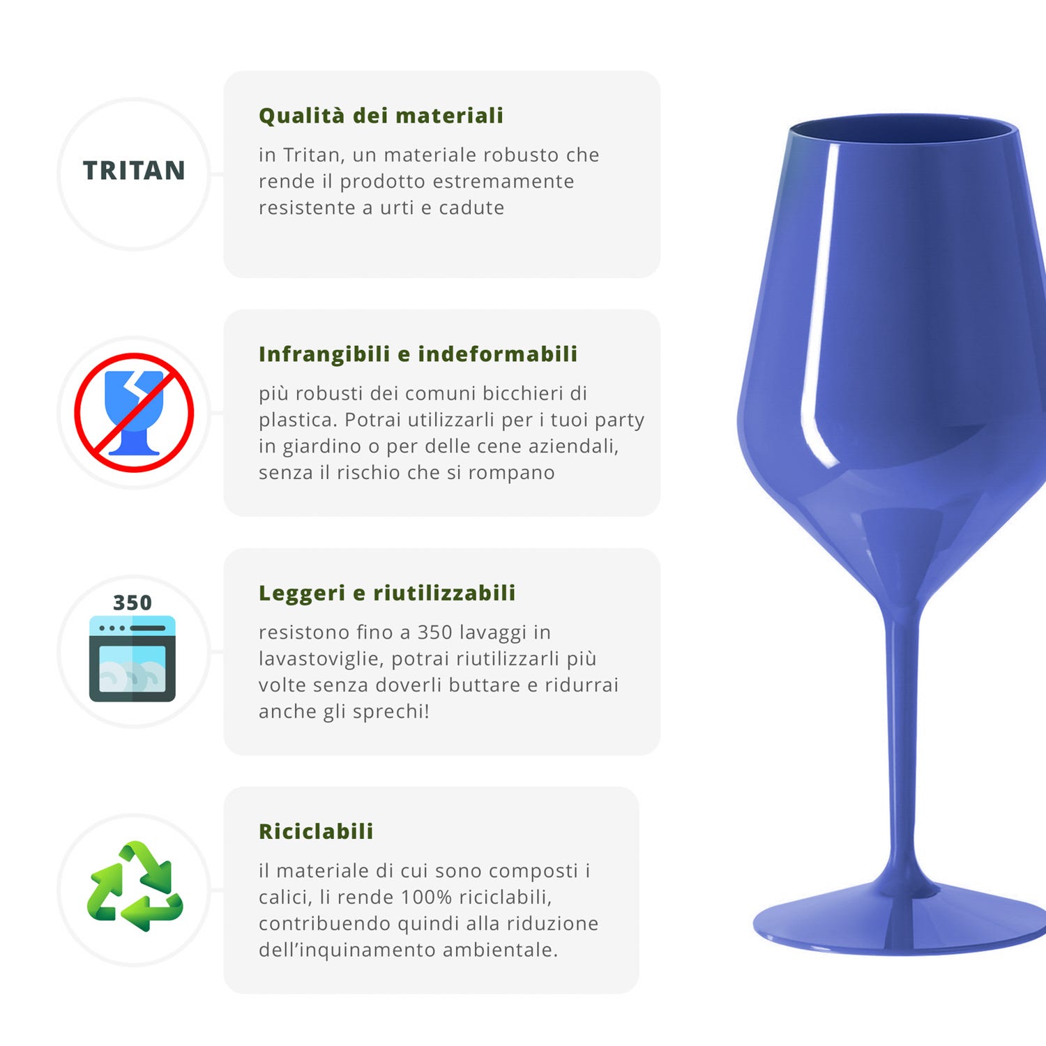 Calice vino in tritan 470 ml blu scuro