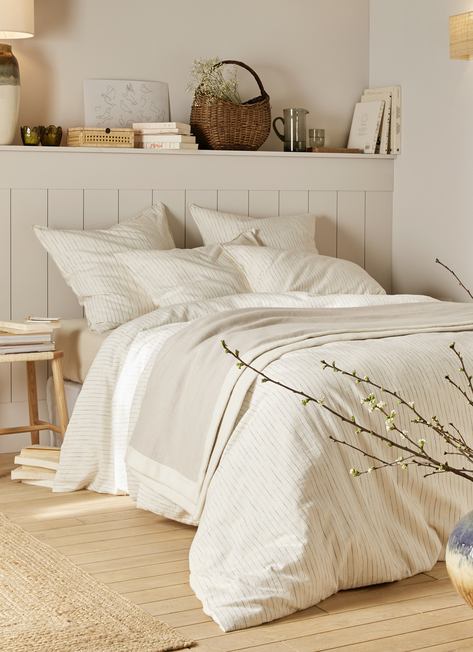 COUVRE-LIT EN COTON GRATTÉ UNI BEIGE