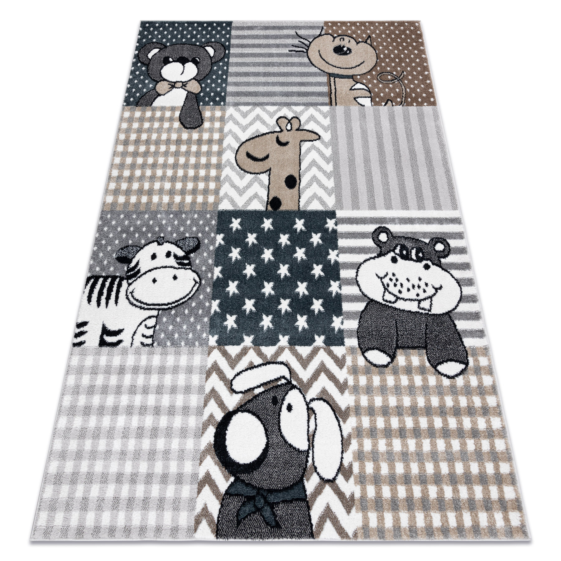Dywan FUN Pets dla dzieci, zwierzęta szary 80x150 cm